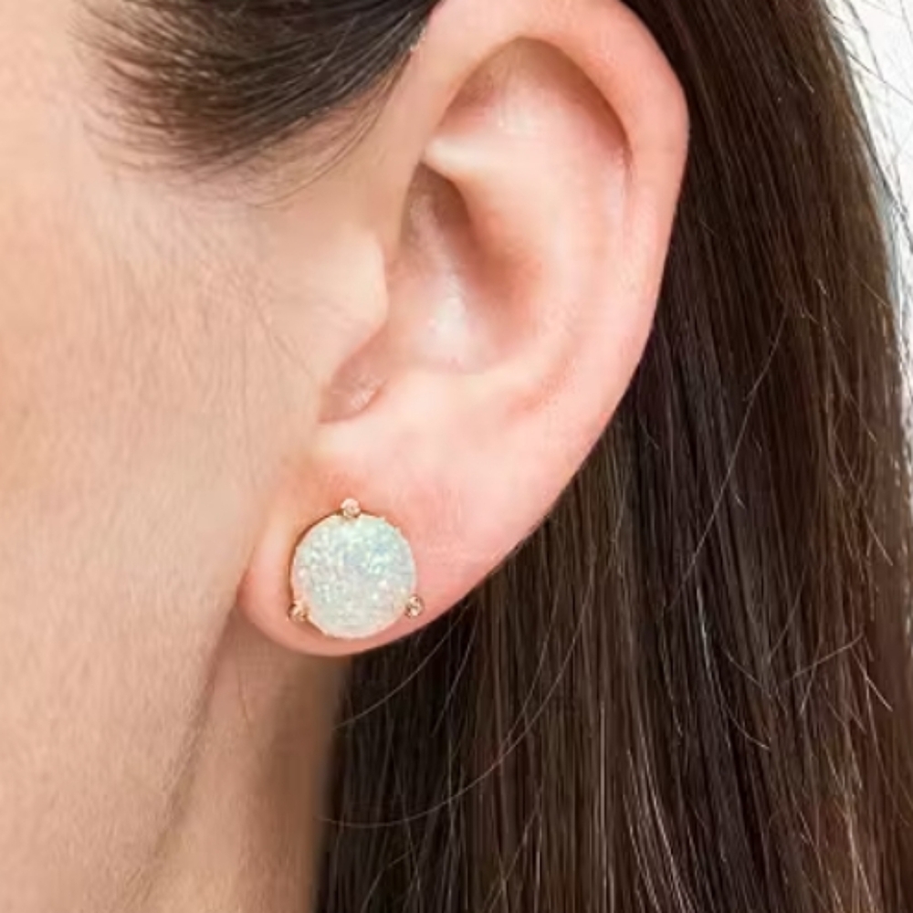 Kate Spade - New York " Rise & Shine Opal Glitter " Stud Earrings(Pink 🩷) - Picture 2 of 7